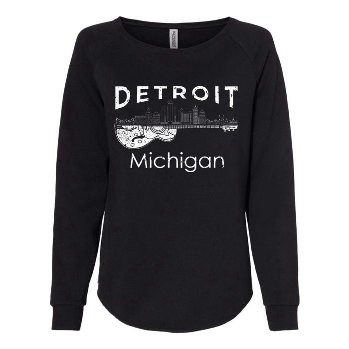 Detroit Souvenir Michigan Music Electric Guitar Womens California Wash Sweatshirt