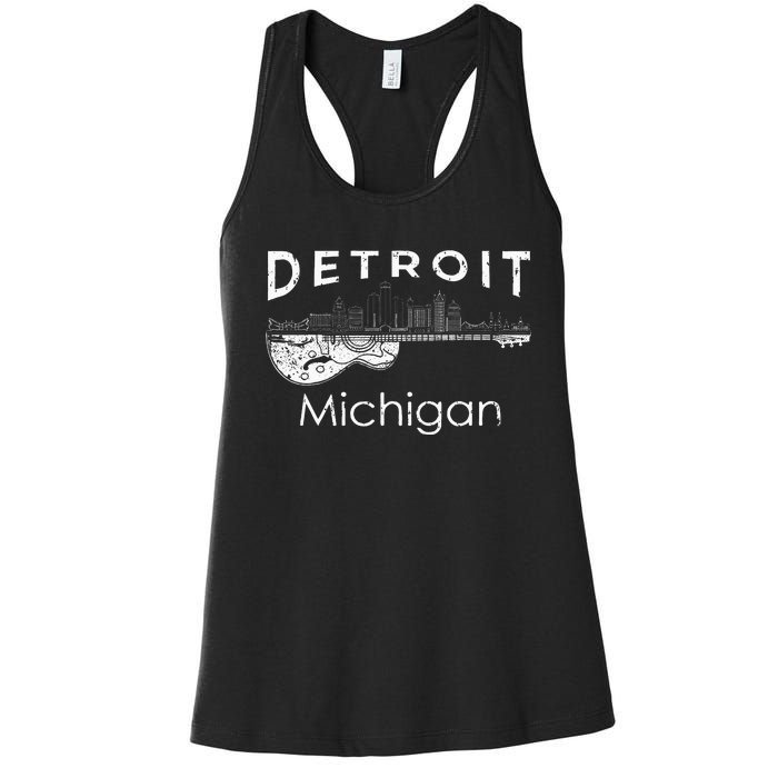 Detroit Souvenir Michigan Music Electric Guitar Women's Racerback Tank