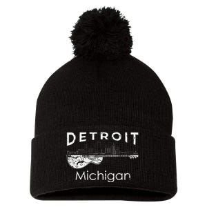 Detroit Souvenir Michigan Music Electric Guitar Pom Pom 12in Knit Beanie