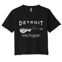 Detroit Souvenir Michigan Music Electric Guitar Women's Crop Top Tee