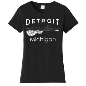 Detroit Souvenir Michigan Music Electric Guitar Women's T-Shirt