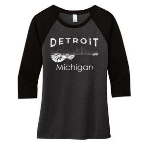 Detroit Souvenir Michigan Music Electric Guitar Women's Tri-Blend 3/4-Sleeve Raglan Shirt