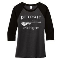 Detroit Souvenir Michigan Music Electric Guitar Women's Tri-Blend 3/4-Sleeve Raglan Shirt