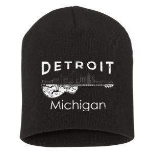 Detroit Souvenir Michigan Music Electric Guitar Short Acrylic Beanie