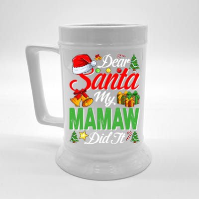 Dear Santa My Mamaw Did It Christmas Xmas Family Pajama Great Gift Beer Stein