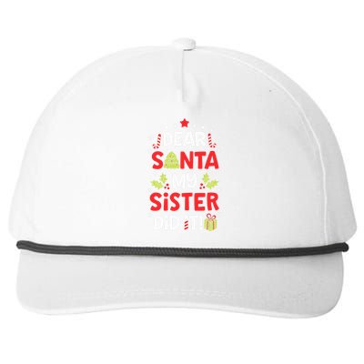 Dear Santa My Sister Did It Funny Christmas Kids Gifts Snapback Five-Panel Rope Hat