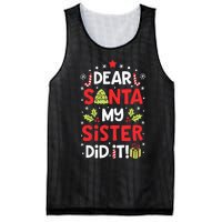 Dear Santa My Sister Did It Funny Christmas Kids Gifts Mesh Reversible Basketball Jersey Tank