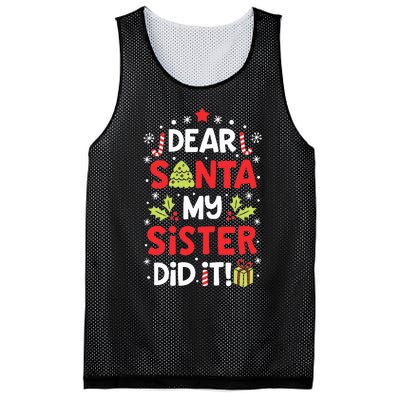 Dear Santa My Sister Did It Funny Christmas Kids Gifts Mesh Reversible Basketball Jersey Tank