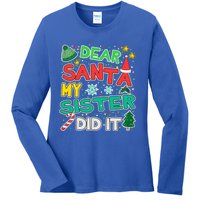 Dear Santa My Sister Did It Christmas Great Gift Ladies Long Sleeve Shirt