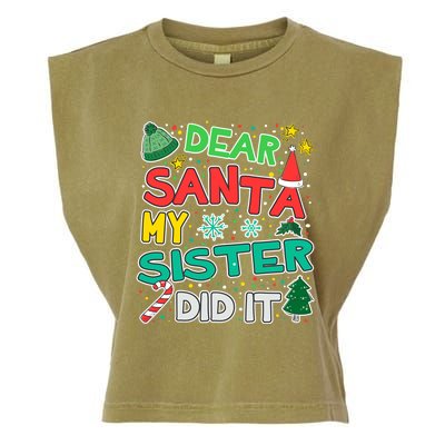 Dear Santa My Sister Did It Christmas Great Gift Garment-Dyed Women's Muscle Tee