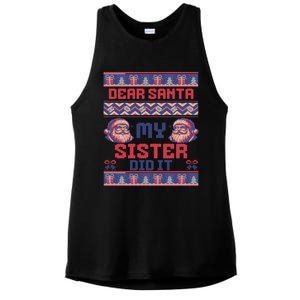 Dear Santa My Sister Did It Funny Ugly Christmas Design Cute Gift Ladies PosiCharge Tri-Blend Wicking Tank