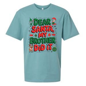 Dear Santa My Brother Did It Funny Christmas Brother Funny Sueded Cloud Jersey T-Shirt