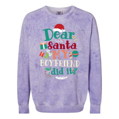 Dear Santa My Boyfriend Did It Funny Christmas Pajama Colorblast Crewneck Sweatshirt