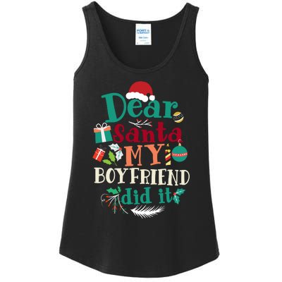 Dear Santa My Boyfriend Did It Funny Christmas Pajama Ladies Essential Tank