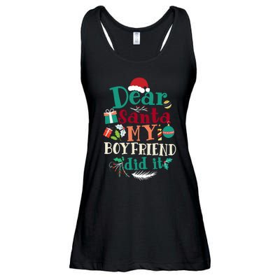 Dear Santa My Boyfriend Did It Funny Christmas Pajama Ladies Essential Flowy Tank