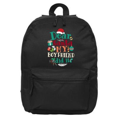 Dear Santa My Boyfriend Did It Funny Christmas Pajama 16 in Basic Backpack