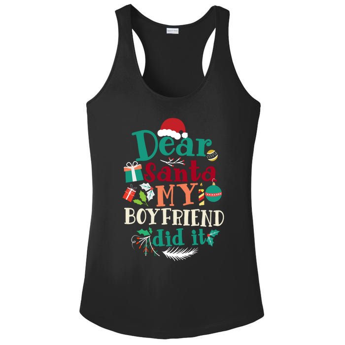 Dear Santa My Boyfriend Did It Funny Christmas Pajama Ladies PosiCharge Competitor Racerback Tank