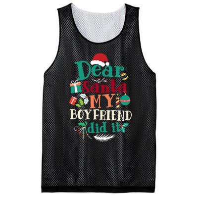 Dear Santa My Boyfriend Did It Funny Christmas Pajama Mesh Reversible Basketball Jersey Tank