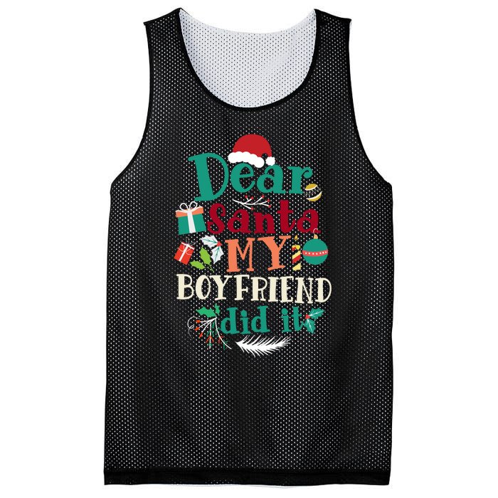 Dear Santa My Boyfriend Did It Funny Christmas Pajama Mesh Reversible Basketball Jersey Tank