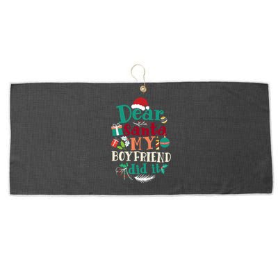 Dear Santa My Boyfriend Did It Funny Christmas Pajama Large Microfiber Waffle Golf Towel