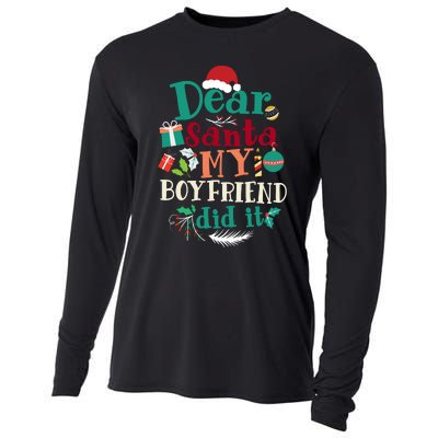 Dear Santa My Boyfriend Did It Funny Christmas Pajama Cooling Performance Long Sleeve Crew