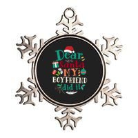 Dear Santa My Boyfriend Did It Funny Christmas Pajama Metallic Star Ornament