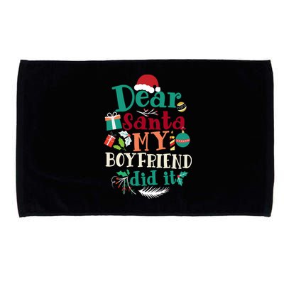 Dear Santa My Boyfriend Did It Funny Christmas Pajama Microfiber Hand Towel