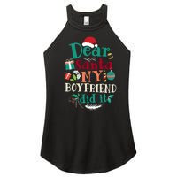 Dear Santa My Boyfriend Did It Funny Christmas Pajama Women's Perfect Tri Rocker Tank