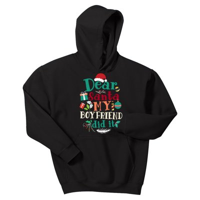 Dear Santa My Boyfriend Did It Funny Christmas Pajama Kids Hoodie