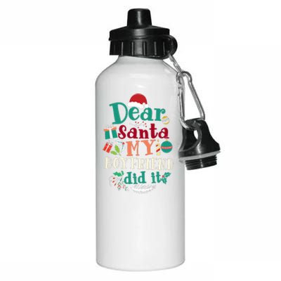 Dear Santa My Boyfriend Did It Funny Christmas Pajama Aluminum Water Bottle