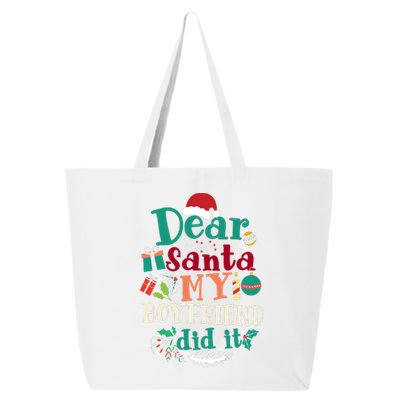 Dear Santa My Boyfriend Did It Funny Christmas Pajama 25L Jumbo Tote