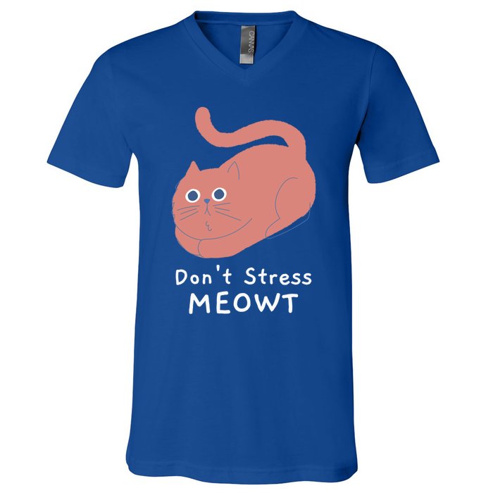 Dont Stress Meowt Funny Cat Lover Quote Pun Joke Graphic Gift V-Neck T-Shirt