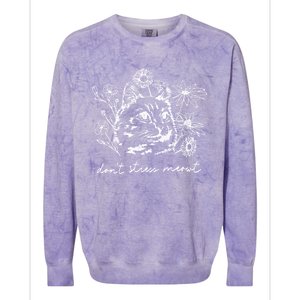 Dont Stress Meowt Cat At Peace Among Flowers Cute Gift Colorblast Crewneck Sweatshirt