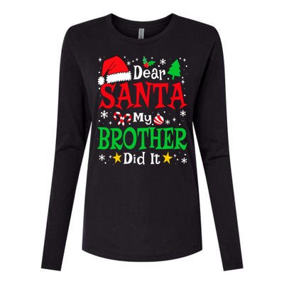 Dear Santa My Brother Did It Funny Christmas Pajama Family Womens Cotton Relaxed Long Sleeve T-Shirt