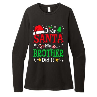 Dear Santa My Brother Did It Funny Christmas Pajama Family Womens CVC Long Sleeve Shirt