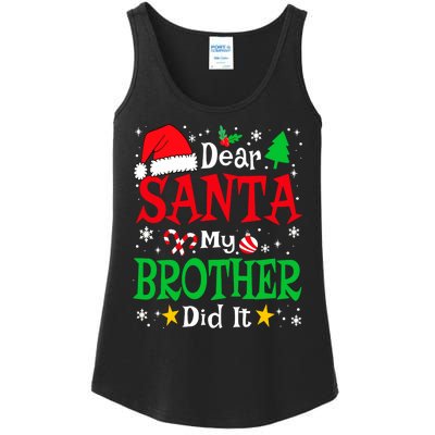 Dear Santa My Brother Did It Funny Christmas Pajama Family Ladies Essential Tank