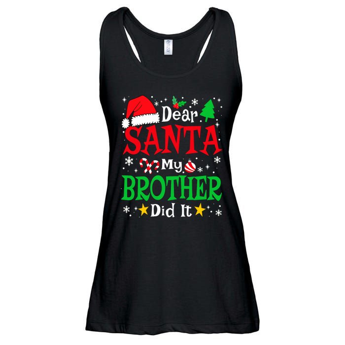 Dear Santa My Brother Did It Funny Christmas Pajama Family Ladies Essential Flowy Tank