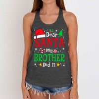 Dear Santa My Brother Did It Funny Christmas Pajama Family Women's Knotted Racerback Tank