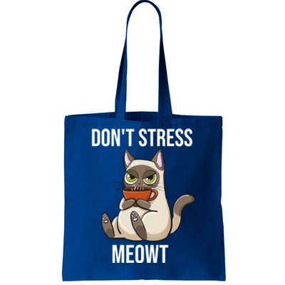 Dont Stress Meowt Funny Sarcastic Coffee Cat Gift Tote Bag