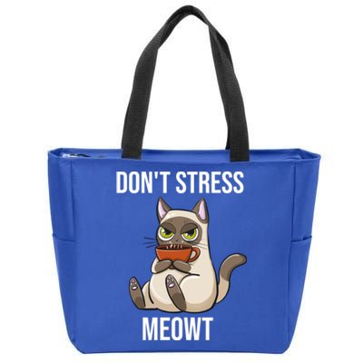 Dont Stress Meowt Funny Sarcastic Coffee Cat Gift Zip Tote Bag