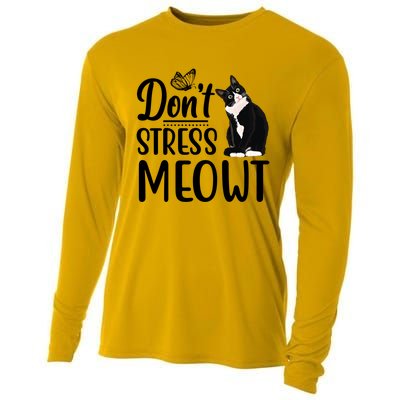 Dont Stress Meowt Cat Face Funny Jokes Sarcastic Sayings Gift Cooling Performance Long Sleeve Crew