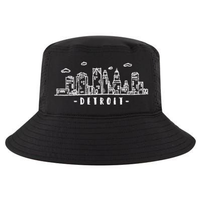 Detroit Skyline Michigan Vintage Cool Comfort Performance Bucket Hat