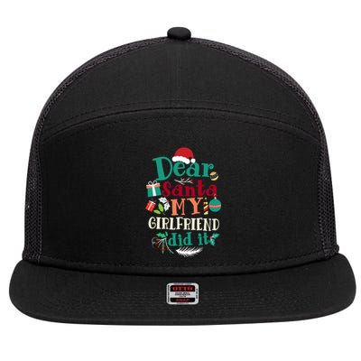 Dear Santa My Girlfriend Did It Funny Christmas Pajama 7 Panel Mesh Trucker Snapback Hat