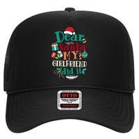 Dear Santa My Girlfriend Did It Funny Christmas Pajama High Crown Mesh Back Trucker Hat