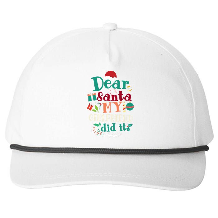 Dear Santa My Girlfriend Did It Funny Christmas Pajama Snapback Five-Panel Rope Hat