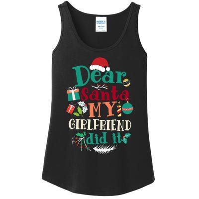 Dear Santa My Girlfriend Did It Funny Christmas Pajama Ladies Essential Tank