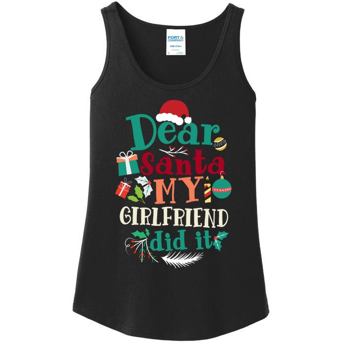 Dear Santa My Girlfriend Did It Funny Christmas Pajama Ladies Essential Tank