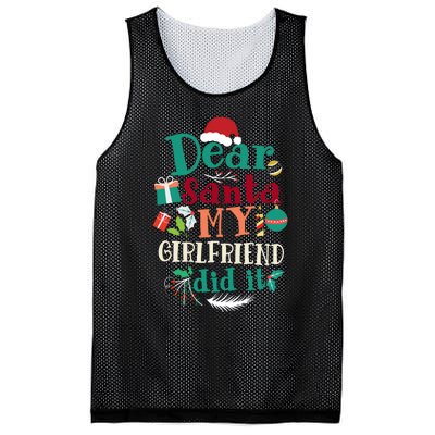 Dear Santa My Girlfriend Did It Funny Christmas Pajama Mesh Reversible Basketball Jersey Tank