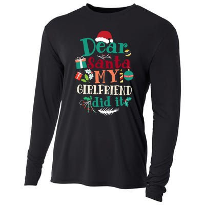 Dear Santa My Girlfriend Did It Funny Christmas Pajama Cooling Performance Long Sleeve Crew