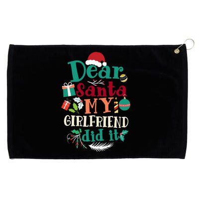 Dear Santa My Girlfriend Did It Funny Christmas Pajama Grommeted Golf Towel